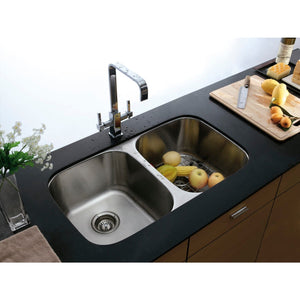 Loft 32-Inch Stainless Steel Undermount Double Bowl Kitchen Sink