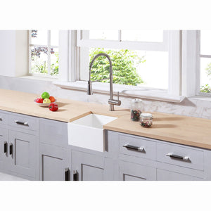 Arcticstone 15-Inch Solid Surface White Stone Undermount Single Bowl Farmhouse Bar Sink