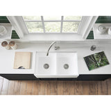 Arcticstone 33-Inch Solid Surface White Stone Apron-Front Double Bowl Farmhouse Kitchen Sink