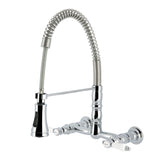 Bel-Air Double-Handle 2-Hole Wall-Mount Pre-Rinse Bridge Kitchen Faucet