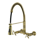 Essex Double-Handle 2-Hole Wall-Mount Pre-Rinse Bridge Kitchen Faucet