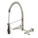 Heritage Double-Handle 2-Hole Wall-Mount Pre-Rinse Bridge Kitchen Faucet