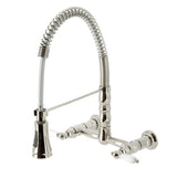 Heritage Double-Handle 2-Hole Wall-Mount Pre-Rinse Bridge Kitchen Faucet