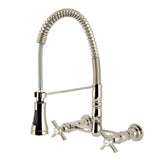 Millennium Double-Handle 2-Hole Wall-Mount Pre-Rinse Bridge Kitchen Faucet