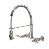 Heritage Double-Handle 2-Hole Wall-Mount Pre-Rinse Bridge Kitchen Faucet