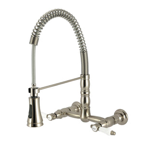 Bel-Air Double-Handle 2-Hole Wall-Mount Pre-Rinse Bridge Kitchen Faucet