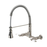 Heritage Double-Handle 2-Hole Wall-Mount Pre-Rinse Bridge Kitchen Faucet