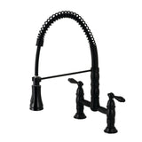 Heritage Double-Handle 2-Hole Deck-Mount Pre-Rinse Bridge Kitchen Faucet