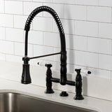 Bel-Air Double-Handle 2-Hole Deck-Mount Pre-Rinse Bridge Kitchen Faucet