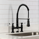 Bel-Air Double-Handle 2-Hole Deck-Mount Pre-Rinse Bridge Kitchen Faucet