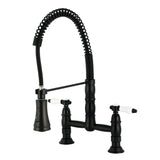 Bel-Air Double-Handle 2-Hole Deck-Mount Pre-Rinse Bridge Kitchen Faucet