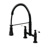 Heritage Double-Handle 2-Hole Deck-Mount Pre-Rinse Bridge Kitchen Faucet