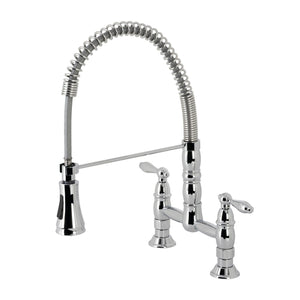 Heritage Double-Handle 2-Hole Deck-Mount Pre-Rinse Bridge Kitchen Faucet