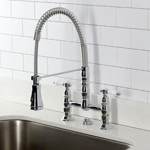 Bel-Air Double-Handle 2-Hole Deck-Mount Pre-Rinse Bridge Kitchen Faucet