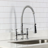 Bel-Air Double-Handle 2-Hole Deck-Mount Pre-Rinse Bridge Kitchen Faucet