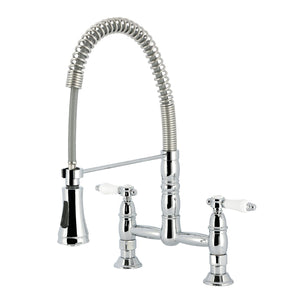 Bel-Air Double-Handle 2-Hole Deck-Mount Pre-Rinse Bridge Kitchen Faucet