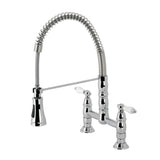 Heritage Double-Handle 2-Hole Deck-Mount Pre-Rinse Bridge Kitchen Faucet