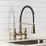 Bel-Air Double-Handle 2-Hole Deck-Mount Pre-Rinse Bridge Kitchen Faucet