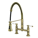 Bel-Air Double-Handle 2-Hole Deck-Mount Pre-Rinse Bridge Kitchen Faucet