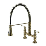 Heritage Double-Handle 2-Hole Deck-Mount Pre-Rinse Bridge Kitchen Faucet