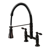 Heritage Double-Handle 2-Hole Deck-Mount Pre-Rinse Bridge Kitchen Faucet