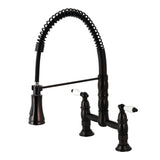 Heritage Double-Handle 2-Hole Deck-Mount Pre-Rinse Bridge Kitchen Faucet