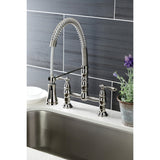 Heritage Double-Handle 2-Hole Deck-Mount Pre-Rinse Bridge Kitchen Faucet