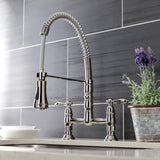 Heritage Double-Handle 2-Hole Deck-Mount Pre-Rinse Bridge Kitchen Faucet