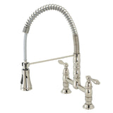 Heritage Double-Handle 2-Hole Deck-Mount Pre-Rinse Bridge Kitchen Faucet