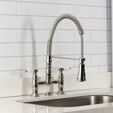 Bel-Air Double-Handle 2-Hole Deck-Mount Pre-Rinse Bridge Kitchen Faucet