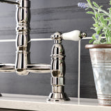 Heritage Double-Handle 2-Hole Deck-Mount Pre-Rinse Bridge Kitchen Faucet