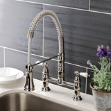 Heritage Double-Handle 2-Hole Deck-Mount Pre-Rinse Bridge Kitchen Faucet