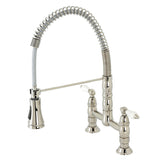 Heritage Double-Handle 2-Hole Deck-Mount Pre-Rinse Bridge Kitchen Faucet