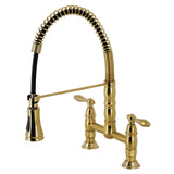 Heritage Double-Handle 2-Hole Deck-Mount Pre-Rinse Bridge Kitchen Faucet