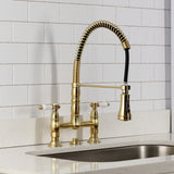 Bel-Air Double-Handle 2-Hole Deck-Mount Pre-Rinse Bridge Kitchen Faucet