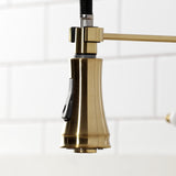 Bel-Air Double-Handle 2-Hole Deck-Mount Pre-Rinse Bridge Kitchen Faucet