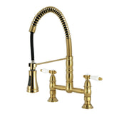 Bel-Air Double-Handle 2-Hole Deck-Mount Pre-Rinse Bridge Kitchen Faucet