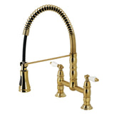 Heritage Double-Handle 2-Hole Deck-Mount Pre-Rinse Bridge Kitchen Faucet