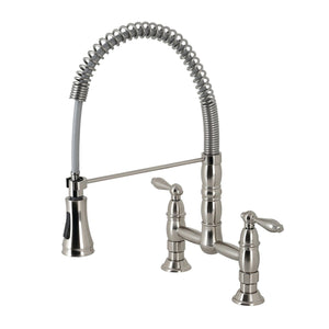 Heritage Double-Handle 2-Hole Deck-Mount Pre-Rinse Bridge Kitchen Faucet