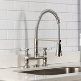 Bel-Air Double-Handle 2-Hole Deck-Mount Pre-Rinse Bridge Kitchen Faucet