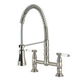 Bel-Air Double-Handle 2-Hole Deck-Mount Pre-Rinse Bridge Kitchen Faucet