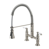 Heritage Double-Handle 2-Hole Deck-Mount Pre-Rinse Bridge Kitchen Faucet