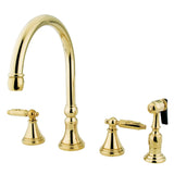 Georgian Two-Handle 4-Hole Deck Mount Widespread Kitchen Faucet with Side Sprayer