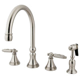 Georgian Two-Handle 4-Hole Deck Mount Widespread Kitchen Faucet with Side Sprayer