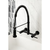 Concord Double-Handle 2-Hole Wall-Mount Pre-Rinse Bridge Kitchen Faucet