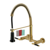 Kaiser Double-Handle Wall-Mount Pre-Rinse Bridge Kitchen Faucet