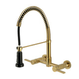 Continental Double-Handle Wall-Mount Pre-Rinse Bridge Kitchen Faucet