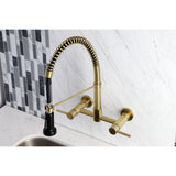 Concord Double-Handle 2-Hole Wall-Mount Pre-Rinse Bridge Kitchen Faucet