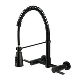 Continental Double-Handle Wall-Mount Pre-Rinse Bridge Kitchen Faucet