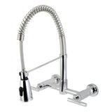 Manhattan Double-Handle 2-Hole Wall-Mount Pre-Rinse Bridge Kitchen Faucet